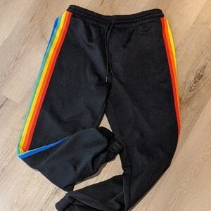 Forever 21 Black Joggers with Rainbow Stripes